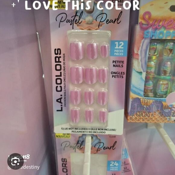 L.A. Colors Pastel Pink Pearl Press On Nails 1 Pack Women Self Care New Ladies - Picture 1 of 14